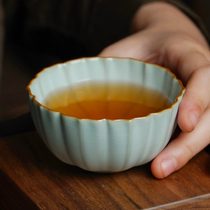 汝窑茶碗单个景德镇主人杯单杯手工茶杯陶瓷礼盒装汝瓷冰裂釉开片