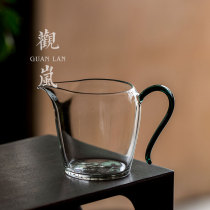 中式耐热透明玻璃公道杯家用小号茶海带把加厚泡茶杯茶滤公杯均杯