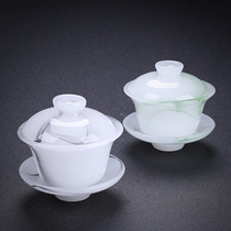 琉璃三才盖碗套装防烫耐热功夫茶具泡茶碗家用大号茶碗高档敬茶碗