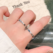 银色素圈戒指女小众设计锆石尾戒钛钢戒指女轻奢高级感玫瑰金指环