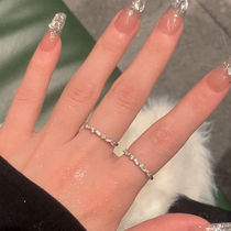 锆石开口戒指女小众设计高级感黄钻素圈戒指女时尚个性尾戒食指环
