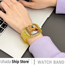 uhada适用于iwatchs9表带新款冰川夏天se2智能手表苹果手表s9保护壳表带一体apple watch表带男女生运动高级