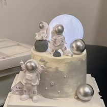 星球月亮灯宇航员蛋糕装饰摆件航天登月太空宇宙飞船男孩生日插件