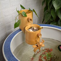 新款竹子流水器 装饰造景竹筒流水循环水摆件 陶瓷鱼缸过滤器 竹