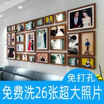 客厅实木照片墙现代挂墙组合创意相框墙画框简约企业文化墙装饰