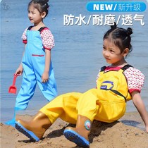 儿童连体背带雨靴雨衣雨裤连鞋套装男女童幼儿园防水赶海玩水神器