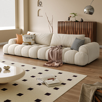 法莎蒂泡芙棉花糖布艺沙发法式奶油风格北欧客厅设计师钢琴键沙发