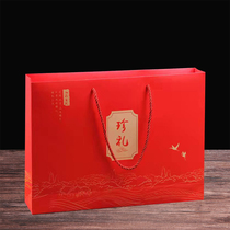 东北特产木耳高档红色礼盒榛子包装袋蘑菇盒松子礼袋牛皮纸手提袋