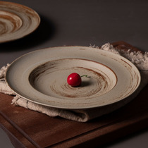 日式陶瓷西餐意大利面盘子大号10英寸创意草帽飞碟盘复古商用深盘