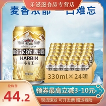 哈尔滨啤酒小麦王330ml整箱特价24听装易拉罐装Harbin哈啤
