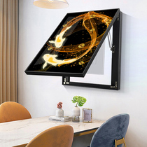 鱼竖式晶瓷新中式电表箱装饰画高级感2022新款客厅遮挡挂画水晶面