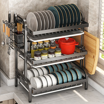 厨房置物架碗盘收纳架碗碟沥水架碗筷收纳盒家用放碗神器碗柜台面