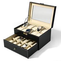 厂家直销20位PU皮革手表盒双层手表首饰盒 20位手表盒展示盒黑色