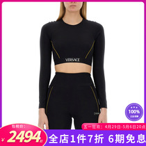 Versace/范思哲新款女装女带有标志的上衣T恤黑色长袖1013520