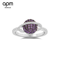 [599任选两件] APM MONACO 925纯银紫色星球戒指生日礼物送女友