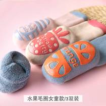 婴儿学步加厚儿童冬天1岁宝宝袜子秋冬季室内防滑隔凉厚款