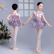 舞蹈服儿童女春季高端芭蕾舞练功服新款丝绒长袖连体开档体操服