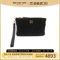 中古Miu Miu缪缪女包S级99新accessory pouch羊皮黑色化妆包时尚