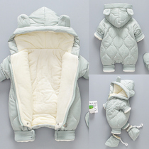 婴儿连体衣秋冬装男女宝宝衣服棉衣套装加厚冬季棉服外出抱衣外穿