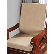 实木沙发坐垫带靠背老式沙发坐垫带靠背加厚硬海绵棉麻靠垫单人椅