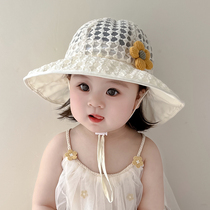 女宝宝帽子春秋2-3岁4遮阳儿童渔夫帽夏季薄款防晒太阳帽韩版蕾丝