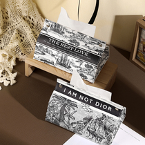 新古典花卉皮质抽纸盒抽纸袋客厅茶几办公室创意纸巾盒轻奢风高级