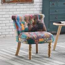 欧式小沙发椅耐用美式单人沙发复古小型座椅客厅阳台卧室懒人布艺