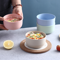 小麦秸秆燕麦早餐碗带勺子家用小碗单个塑料碗儿童汤饭碗餐具套装