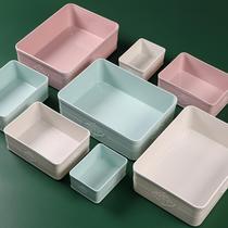 桌面收纳盒塑料长方形整理盒防尘小号抽屉置物盒子杂物分类储物盒