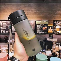韩版简约磨砂大容量塑料杯男女学生情侣便携带茶隔清新随手水杯子