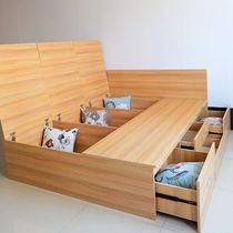 定制实木床榻榻米床双人床多功能板式床现代简约高箱储物床收纳床