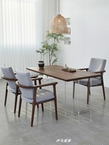 北欧复古实木茶桌椅组合简约客厅亚克力悬浮餐桌实拍书桌办公桌