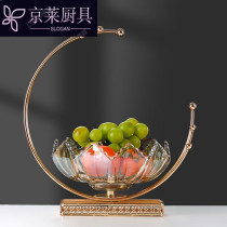 欧式玻璃水果盘风干果盘家用过年糖果盘水果盘甜品摆台坚小号玻璃