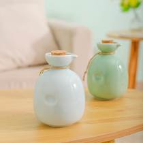 家用小酒壶一斤半斤装陶瓷分酒器纯色青瓷带塞子酒瓶日式餐厅酒具