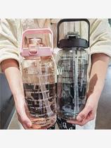 运动水杯大容量耐高温塑料杯子带吸管杯子网红健身超大号水壶便携