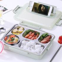 304不锈钢饭盒便携餐具套装学生儿童保温分隔密封餐盘食堂餐盒