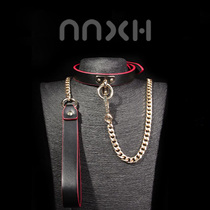 NNXH项圈女铃铛饰品脖链男朋友颈带女士项链真皮牵引链套装
