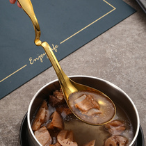 304不锈钢汤勺漏勺家用悬挂手柄火锅勺长柄加厚火锅汤勺火锅漏勺