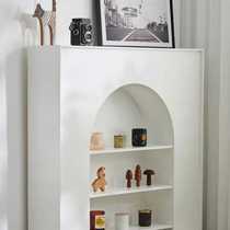 润家家居白色拱形壁炉装饰柜欧式木质摄影靠墙置物架法式展示柜