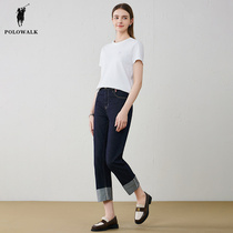 POLOWALK女士牛仔裤爆款2024春季新款时尚直筒显瘦通勤长裤子女装