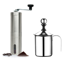 不锈钢手动咖啡磨豆机手摇水洗研磨机便携家用磨粉机牛奶打泡机器