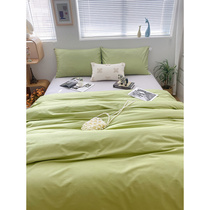 草绿简约拼色被套单件纯棉纯色床单床笠全棉1.5m1.8m学生被罩定制