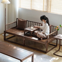 新中式沙发罗汉床小户型推拉床轻奢全实木胡桃木色沙发床