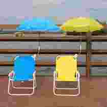 儿童沙滩椅子户外便携折叠椅靠背椅带遮阳伞海边拍照座椅宝宝凳子