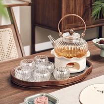 玻璃花茶壶茶杯套装蜡烛加热下午茶茶具围炉煮水果茶壶养生壶耐热