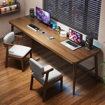 全实木书桌电脑桌学生写字桌双人学习桌橡胶木家用办公桌子工作台
