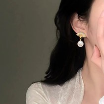 新中式国风蚊香盘珍珠女士耳饰时尚通勤气质耳坠简约流行饰品耳夹