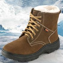 男冬季加绒加厚防寒保暖焊工工作鞋子2024年冬季新款牛皮羊毛棉鞋