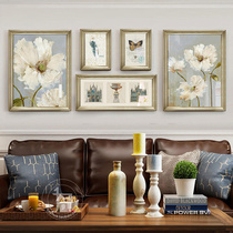 美式油画挂画客厅沙发背景墙装饰画简美轻奢软装花卉组合欧式壁画