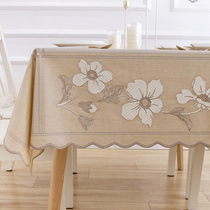 桌布餐桌布防水防油免洗pvc长方形现代简约高档浅咖色西餐桌欧式